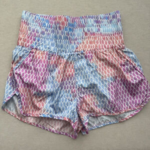 Free People Movement Womens The Way Home Shorts Sz Medium Logo Print Pink Purple